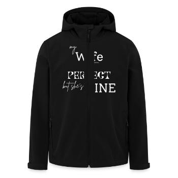 My Wife - Men’s Recycled Softshell Jacket by Stanley/Stella - black - Front - AI Model Male 185 light (185cm)