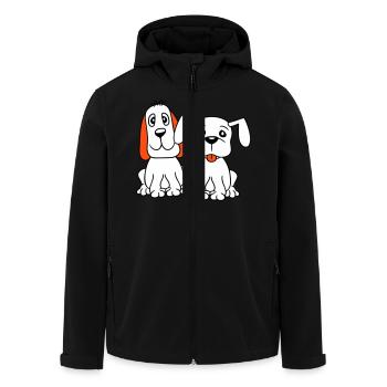 2 chiens équipe assis deux amis équipage heureux - Veste softshell homme en polyester recyclé Stanley/Stella - noir - Devant - AI Model Male 185 light (185cm)