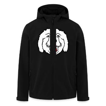 Dear dog sticks out his tongue happily - Men’s Recycled Softshell Jacket by Stanley/Stella - black - Front - AI Model Male 185 light (185cm)