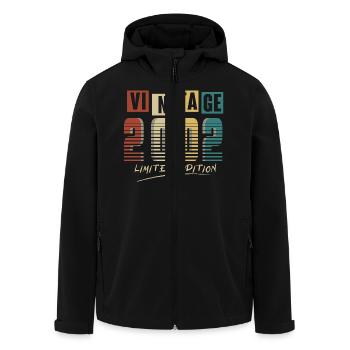 2002 Vintage 2002 Born in 2002 Birthday. Year 2 - Men’s Recycled Softshell Jacket by Stanley/Stella - black - Front - AI Model Male 185 light (185cm)