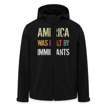 AMERICA WAS BUILT BY IMMIGRANTS Flüchtlingsrechte - Recycelte Männer Softshell-Jacke von Stanley/Stella - Schwarz - Vorne - AI Model Male 185 light (185cm)