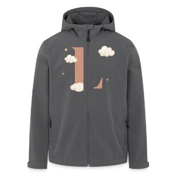 Lettre l nuages étoiles - Veste softshell homme en polyester recyclé Stanley/Stella - charbon - Devant - AI Model Male 185 light (185cm)