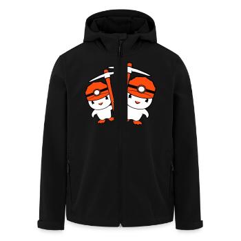 2 Enten Bergmann Spitzhacke Helm Lampe Freunde Süß - Recycelte Männer Softshell-Jacke von Stanley/Stella - Schwarz - Vorne - AI Model Male 185 light (185cm)