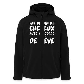 PAS BESOIN DE CHEVEUX AVEC CE CORPS DE REVE Chauve - Veste softshell homme en polyester recyclé Stanley/Stella - noir - Devant - AI Model Male 185 light (185cm)