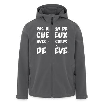 PAS BESOIN DE CHEVEUX AVEC CE CORPS DE REVE Chauve - Veste softshell homme en polyester recyclé Stanley/Stella - charbon - Devant - AI Model Male 185 light (185cm)