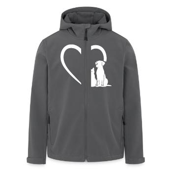 Dog Puppy and Baby Cat Heart, Animal Dog Cat Heart - Men’s Recycled Softshell Jacket by Stanley/Stella - anthracite - Front - AI Model Male 185 light (185cm)