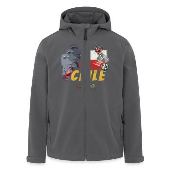 Chile Vintage Osterinsel Statuen mit Fahne Alpaka - Recycelte Männer Softshell-Jacke von Stanley/Stella - Schwarz - Vorne - AI Model Male 185 light (185cm)