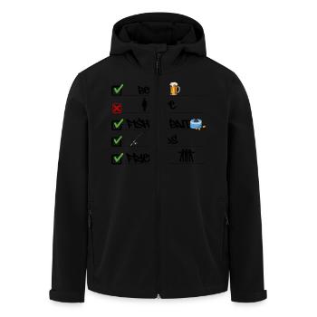 Checkliste für Prioritäten beim Angeln Lustiger Fischer - Recycelte Männer Softshell-Jacke von Stanley/Stella - Schwarz - Vorne - AI Model Male 185 light (185cm)