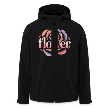Flower Logo - Cool Gardening Design - Men’s Recycled Softshell Jacket by Stanley/Stella - black - Front - AI Model Male 185 light (185cm)