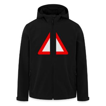 Blank Warning Triangle - Men’s Recycled Softshell Jacket by Stanley/Stella - black - Front - AI Model Male 185 light (185cm)