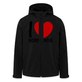 ich liebe Normandie 2c - Recycelte Männer Softshell-Jacke von Stanley/Stella - Schwarz - Vorne - AI Model Male 185 light (185cm)