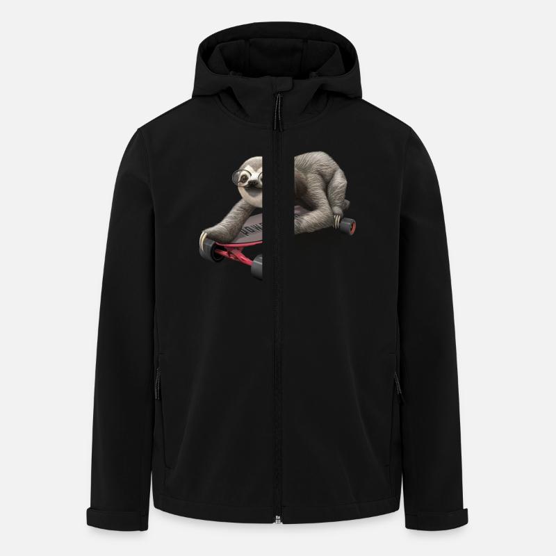 SLOTH SUR LE SKATEBOARD - Veste softshell homme en polyester recyclé Stanley/Stella - noir