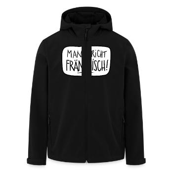 Fränkisch sprechen - Recycelte Männer Softshell-Jacke von Stanley/Stella - Schwarz - Vorne - AI Model Male 185 light (185cm)