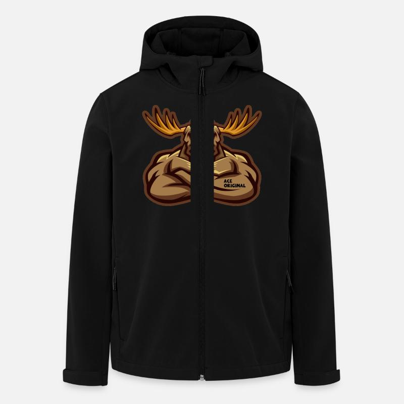 Ace Original-Elch-Maskottchen - Recycelte Männer Softshell-Jacke von Stanley/Stella - Schwarz