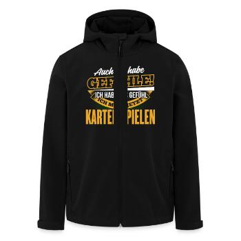 KARTEN SPIELEN - Ich habe auch Gefühle - Recycelte Männer Softshell-Jacke von Stanley/Stella - Schwarz - Vorne - AI Model Male 185 light (185cm)