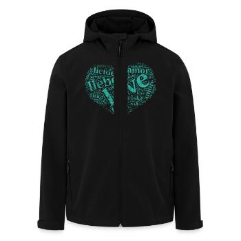 Mintgrünes Herz - "Liebe" in vielen Sprachen - Recycelte Männer Softshell-Jacke von Stanley/Stella - Schwarz - Vorne - AI Model Male 185 light (185cm)