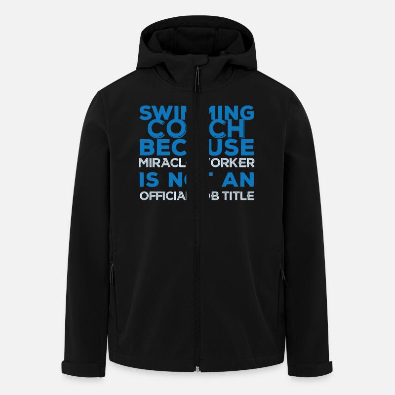 Natation / float: entraîneur de natation, Parce que - Veste softshell homme en polyester recyclé Stanley/Stella - noir