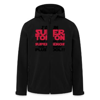 j'ai un super tonton(comme un super-héros) - Veste softshell homme en polyester recyclé Stanley/Stella - noir - Devant - AI Model Male 185 light (185cm)