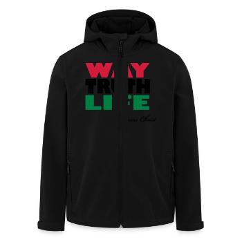 Way - Truth - Life - Jesus Shirt (UK) - Recycelte Männer Softshell-Jacke von Stanley/Stella - Schwarz - Vorne - AI Model Male 185 light (185cm)
