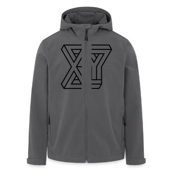 Impossible Figures 76A - Men’s Recycled Softshell Jacket by Stanley/Stella - black - Front - AI Model Male 185 light (185cm)