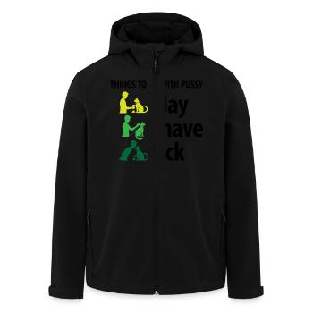 Dinge, die man mit einer Muschi machen kann. - Recycelte Männer Softshell-Jacke von Stanley/Stella - Schwarz - Vorne - AI Model Male 185 light (185cm)