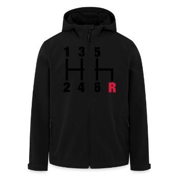 racing_gangschaltung_rueckwaerts__f2 - Recycelte Männer Softshell-Jacke von Stanley/Stella - Schwarz - Vorne - AI Model Male 185 light (185cm)
