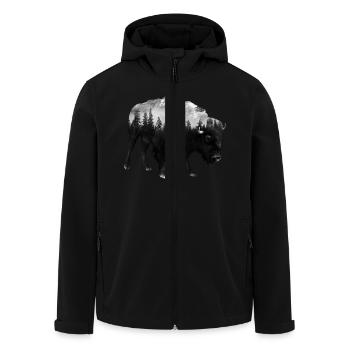 Double Exposure Bison - Recycelte Männer Softshell-Jacke von Stanley/Stella - Schwarz - Vorne - AI Model Male 185 light (185cm)