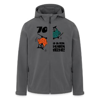 Anniversaire 70 et toujours de manière aller, - Veste softshell homme en polyester recyclé Stanley/Stella - noir - Devant - AI Model Male 185 light (185cm)