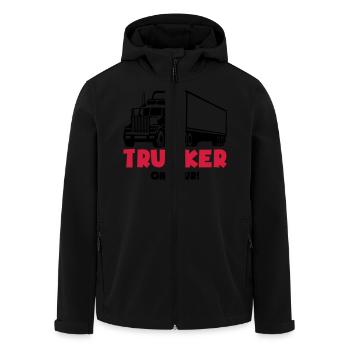 trucker_on_tour_fv2 - Recycelte Männer Softshell-Jacke von Stanley/Stella - Schwarz - Vorne - AI Model Male 185 light (185cm)