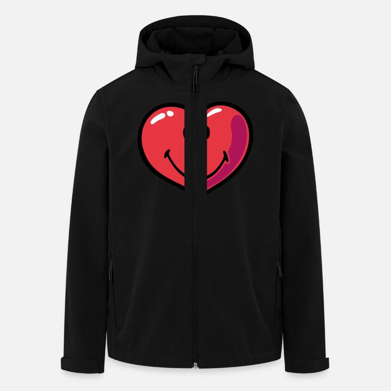 Smiley heart - Stanley/Stella herre softshelljakke i genanvendt polyester - sort