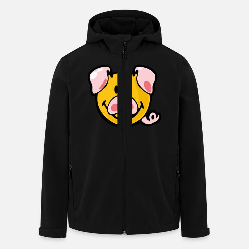 Smiley Pig - Recycelte Männer Softshell-Jacke von Stanley/Stella - Schwarz