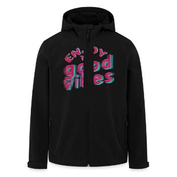 Good Vibes (lettrage) 01 - Veste softshell homme en polyester recyclé Stanley/Stella - noir - Devant - AI Model Male 185 light (185cm)