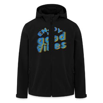 Good Vibes (lettrage) 02 - Veste softshell homme en polyester recyclé Stanley/Stella - noir - Devant - AI Model Male 185 light (185cm)