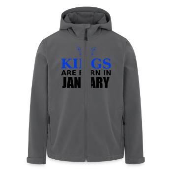 kings are born in january - Veste softshell homme en polyester recyclé Stanley/Stella - noir - Devant - AI Model Male 185 light (185cm)