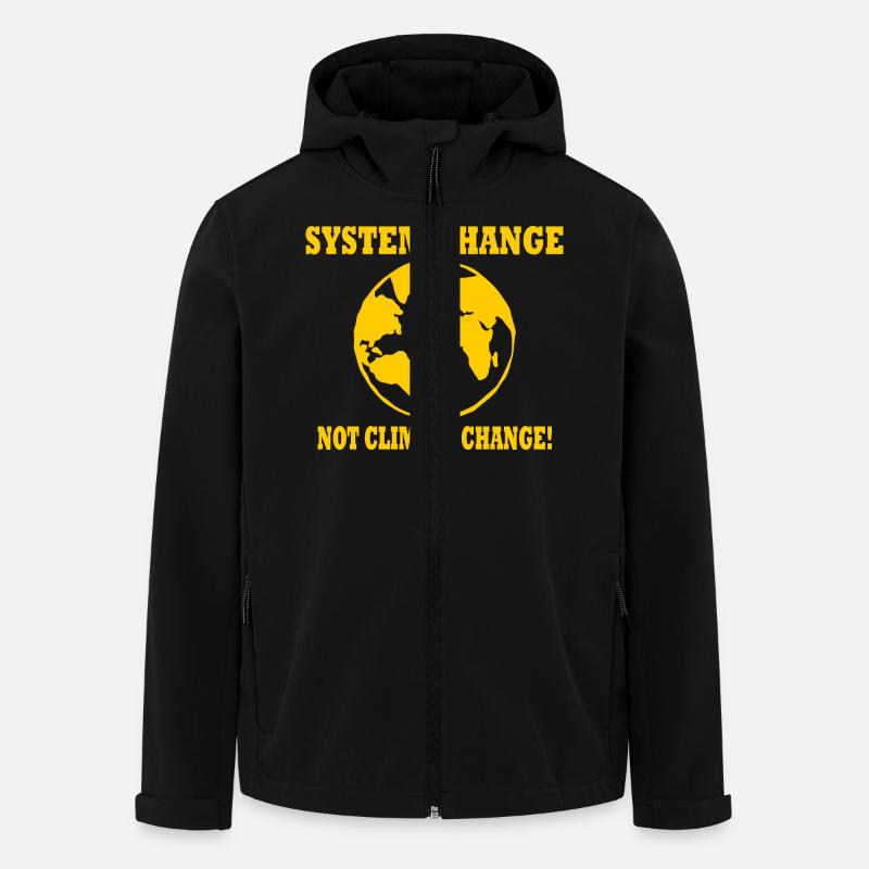 system change not climate change - Veste softshell homme en polyester recyclé Stanley/Stella - noir