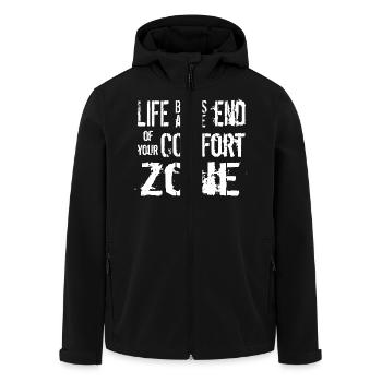 life begins at the end of your comfort zone - Recycelte Männer Softshell-Jacke von Stanley/Stella - Schwarz - Vorne - AI Model Male 185 light (185cm)