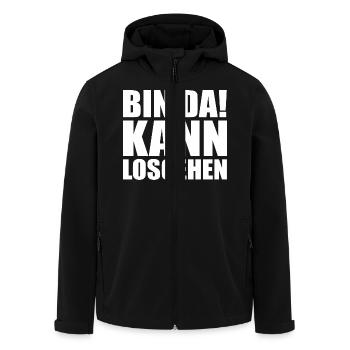 Bin da kann losgehen - Recycelte Männer Softshell-Jacke von Stanley/Stella - Schwarz - Vorne - AI Model Male 185 light (185cm)