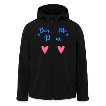 FÊTE DES PÈRES. BONNE FÊTE PAPA. PAPA. BONNE FÊTE - Veste softshell homme en polyester recyclé Stanley/Stella - noir - Devant - AI Model Male 185 light (185cm)