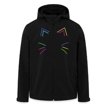 Cat Face Retro 80's Vintage 90's Cat Cats - Men’s Recycled Softshell Jacket by Stanley/Stella - black - Front - AI Model Male 185 light (185cm)