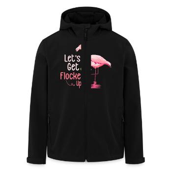 Let's Get Flocked Up Flamingo Pink Bird - Men’s Recycled Softshell Jacket by Stanley/Stella - black - Front - AI Model Male 185 light (185cm)