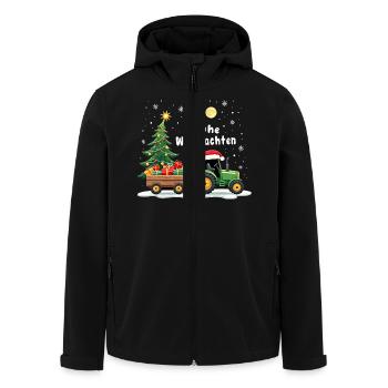 Fröhliche Weihnachten Santa Traktor Bauer Fährt - Recycelte Männer Softshell-Jacke von Stanley/Stella - Schwarz - Vorne - AI Model Male 185 light (185cm)