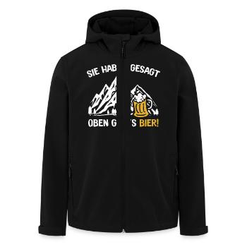 Oben Gibt’s Bier Wander Berge Natur Bierliebhaber - Recycelte Männer Softshell-Jacke von Stanley/Stella - Schwarz - Vorne - AI Model Male 185 light (185cm)