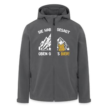 Oben Gibt’s Bier Wander Berge Natur Bierliebhaber - Recycelte Männer Softshell-Jacke von Stanley/Stella - Anthrazit - Vorne - AI Model Male 185 light (185cm)