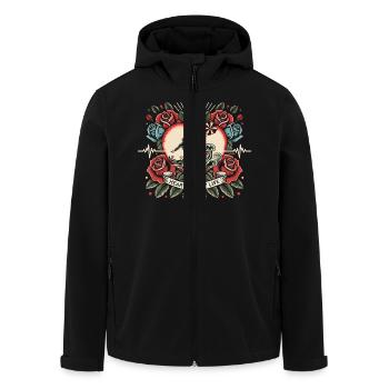 Kitesurfer Herzschlag Tattoo Retro Rosen - Recycelte Männer Softshell-Jacke von Stanley/Stella - Schwarz - Vorne - AI Model Male 185 light (185cm)