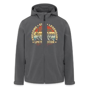 Mars 1999 Anniversaire, Cadeau d’anniversaire Mars 1999 - Veste softshell homme en polyester recyclé Stanley/Stella - charbon - Devant - AI Model Male 185 light (185cm)