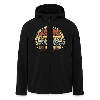 Mars 1972 Anniversaire, Cadeau d’anniversaire Mars 1972 - Veste softshell homme en polyester recyclé Stanley/Stella - noir - Devant - AI Model Male 185 light (185cm)