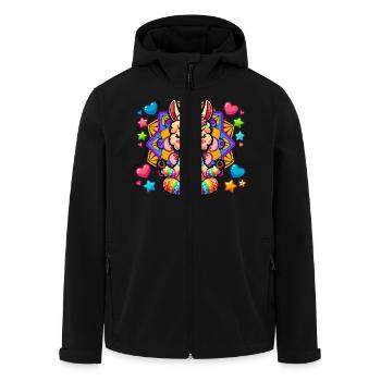 Meditierendes Lama Mandala Yoga Meditation - Recycelte Männer Softshell-Jacke von Stanley/Stella - Schwarz - Vorne - AI Model Male 185 light (185cm)