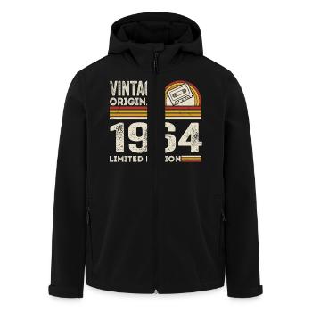 Vintage 1964 Cassette 1964 - 61e anniversaire 1964 - Veste softshell homme en polyester recyclé Stanley/Stella - noir - Devant - AI Model Male 185 light (185cm)
