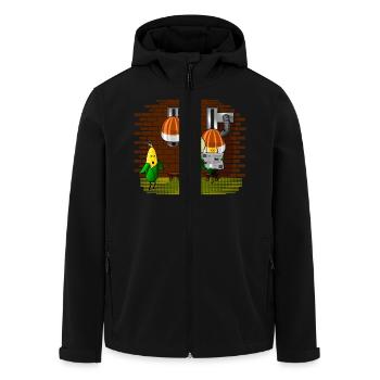 PopCorn-Barber - Men’s Recycled Softshell Jacket by Stanley/Stella - black - Front - AI Model Male 185 light (185cm)