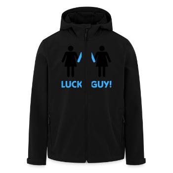Ich bin ein glücklicher Mann! - Recycelte Männer Softshell-Jacke von Stanley/Stella - Schwarz - Vorne - AI Model Male 185 light (185cm)